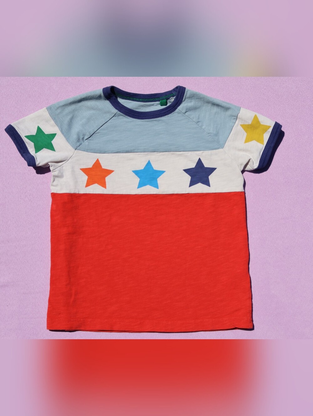 Boden Kids Primary Color Block Stars Cotton T-Shirt Size 5/6Y